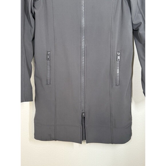 Lululemon Apres Women's Long Gray Softshell Hooded Jacket Full Zip Coat Size 4 - Picture 4 of 16